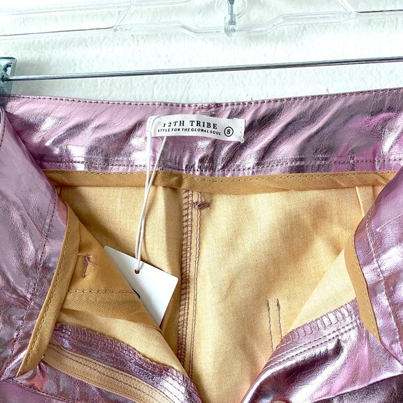 Pink Metallic Pants Shimmering Trousers Shiny Pants Funky Rave Festival XS to S - Picture 4 of 14